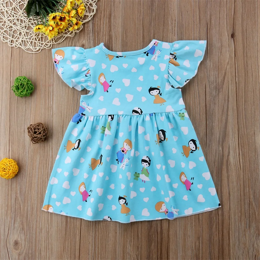2018 New Summer Infant Kids Baby Girls Animal Flying Sleeve O-Neck Cartoon Dress Outfit Tutu Dresses A-Line Casual Clothes 6M-5Y | Детская