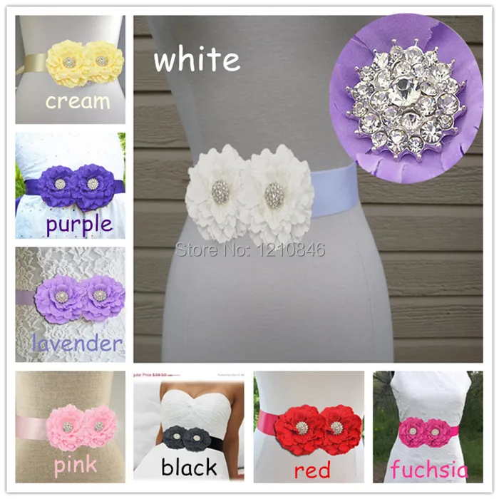 Новое поступление ремень цвета фуксии с красным поясом Свадебный цветком