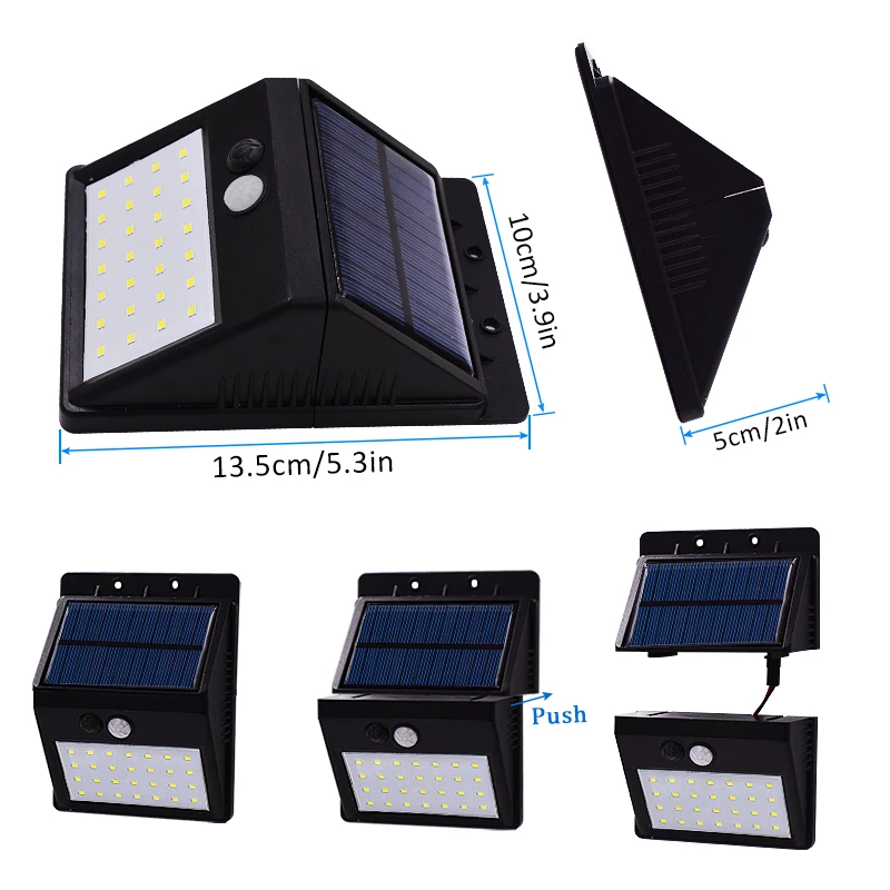 Светодиодный светильник 28 с датчиком движения на солнечной батарее