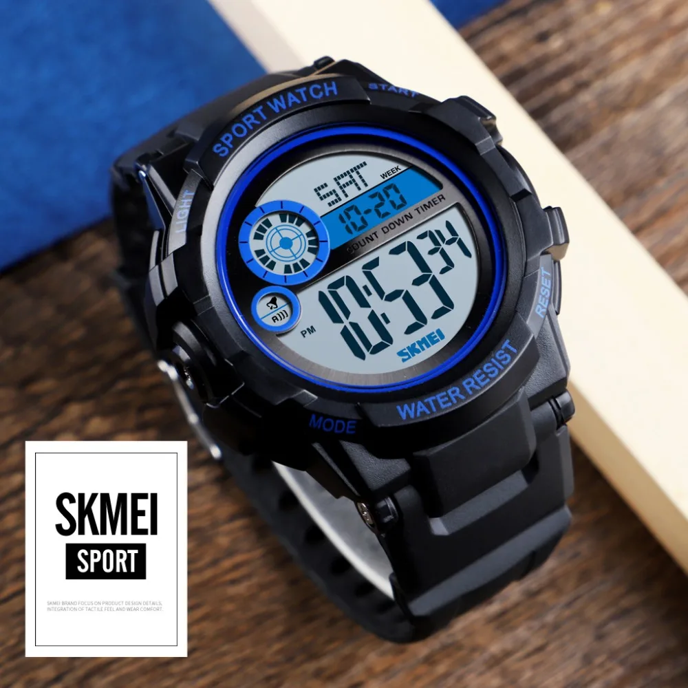 

SKMEI Mens Watches To Luxury Brand Men PU Sports Watches Men's LED Digital Clock Waterproof Military Wrist Watch 1387