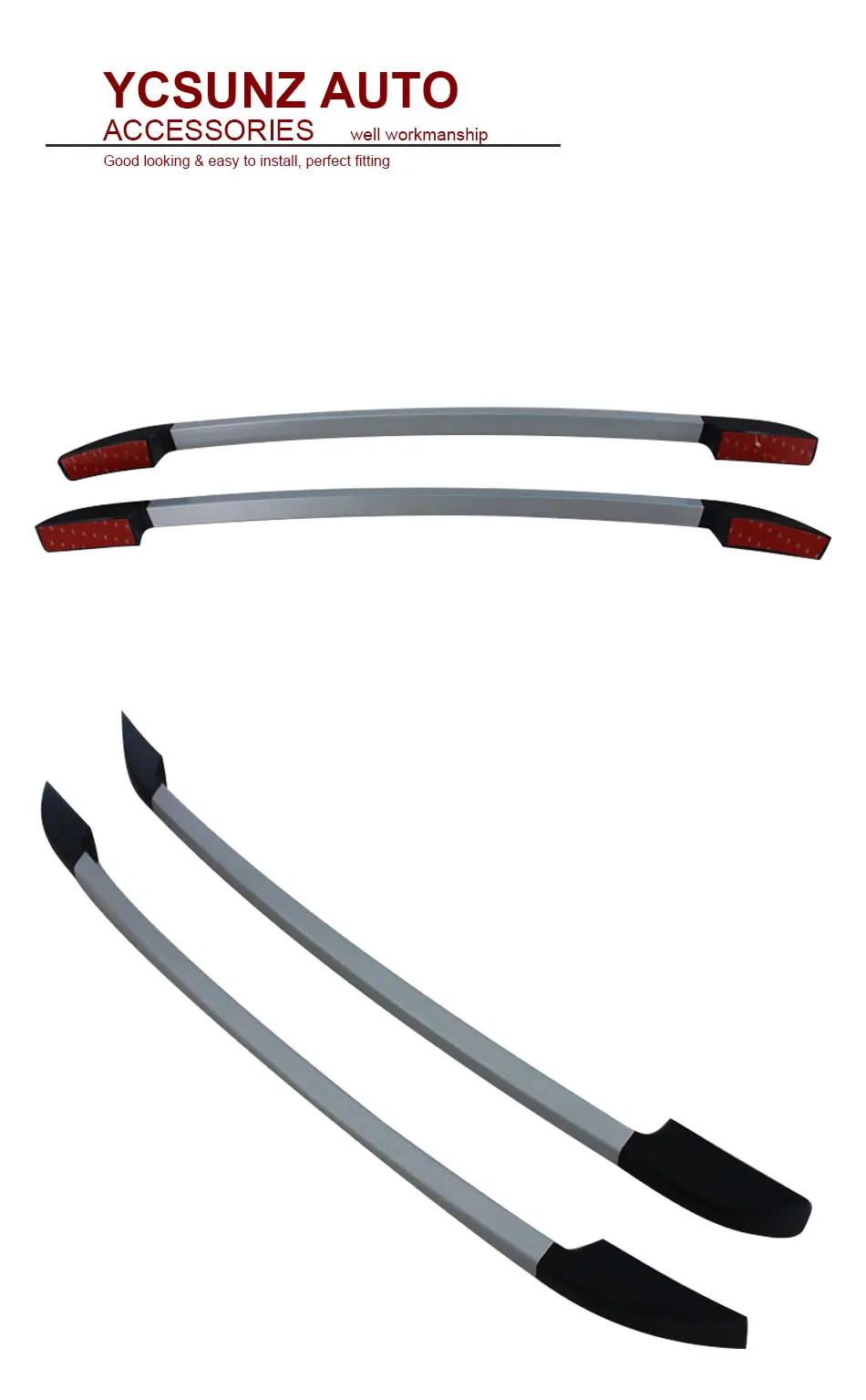 Рейлинги Rack Перевозчик бары бокового рельса для Ford RangerT6 T7 2012 2013 двойной кабиной серебристого цвета