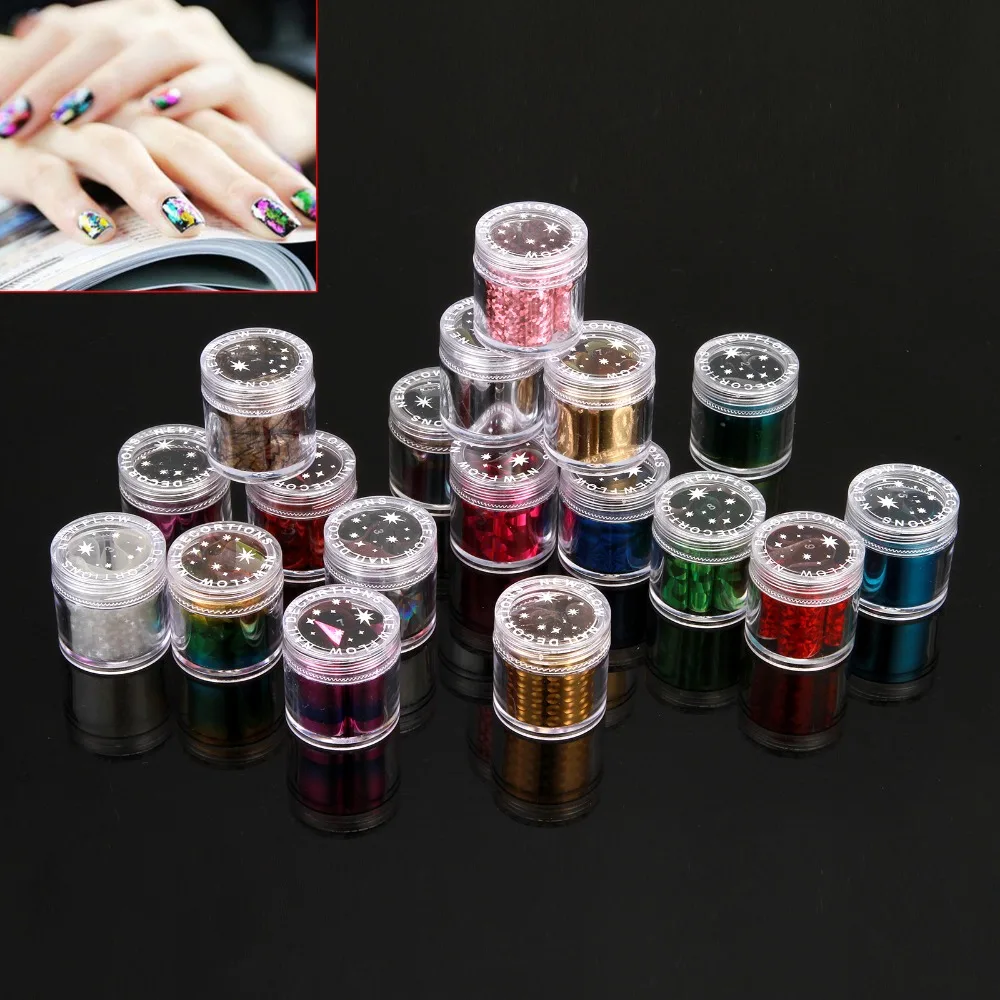 18 видов цветов/упаковка один горшок для дизайна ногтей переводная фольга