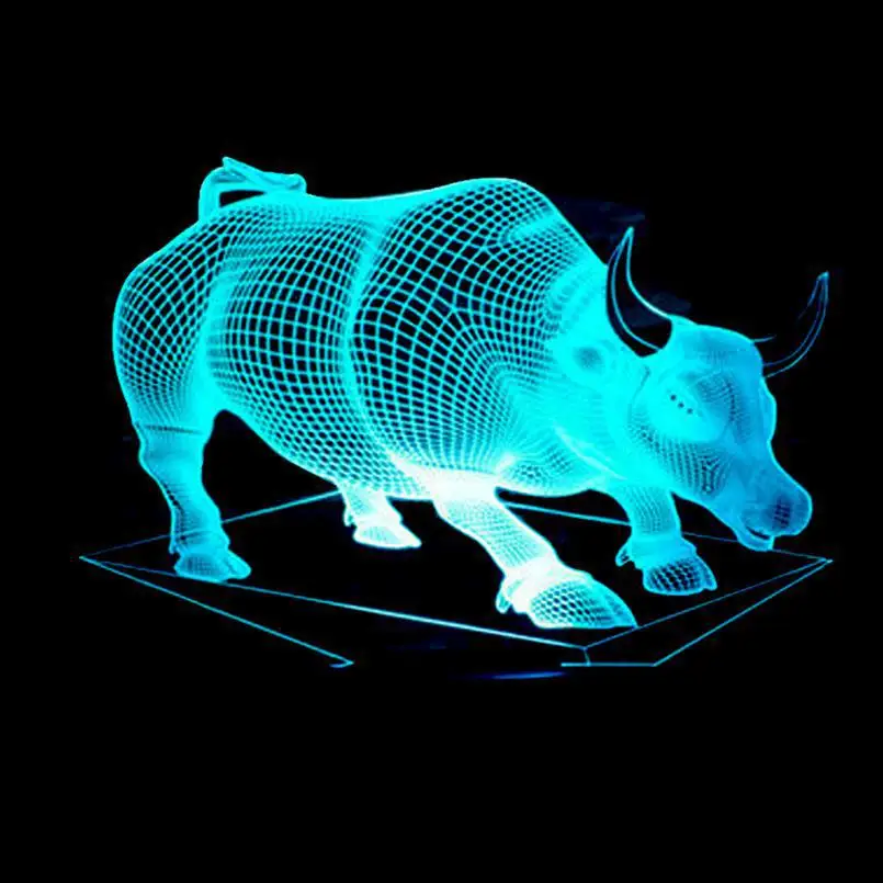 НОВЫЙ Bull 3d Led Красочный светильник s удаленный Управление игрушка лампы