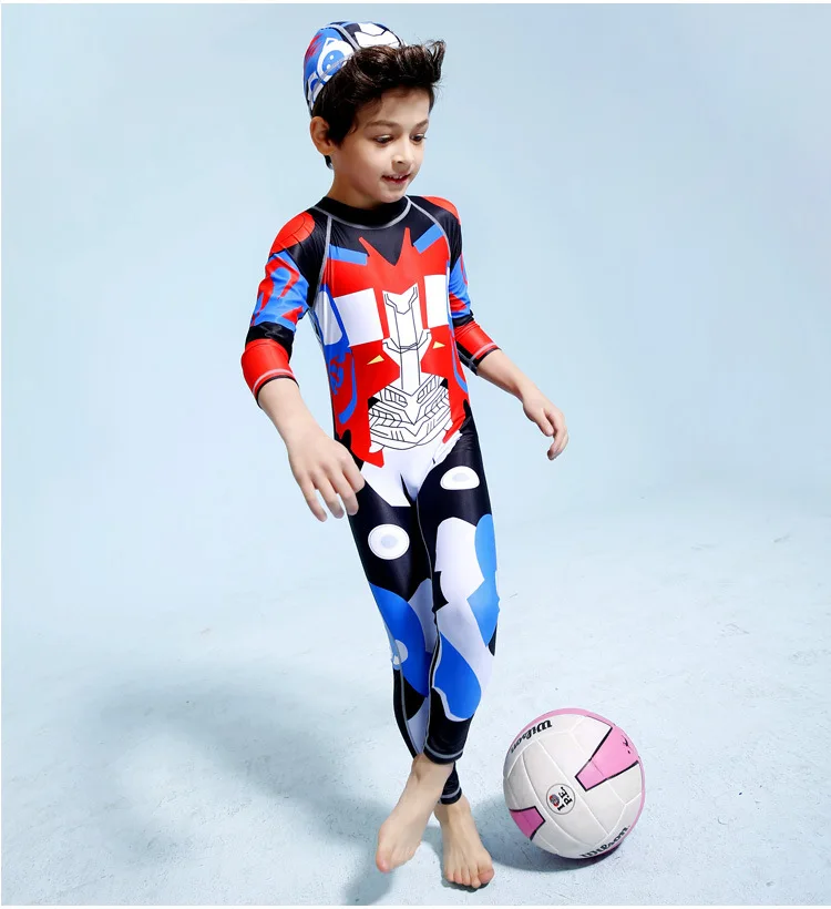 Цельный Детский купальник для мальчиков купальный костюм с длинными рукавами