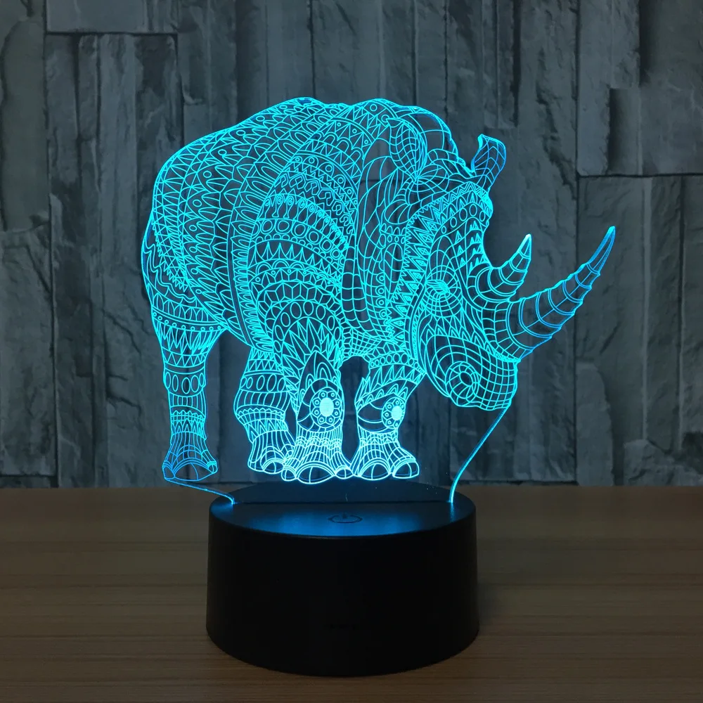 7 цветов настольная лампа Rhino Хэллоуин светодиодные Usb настольные лампы новинка