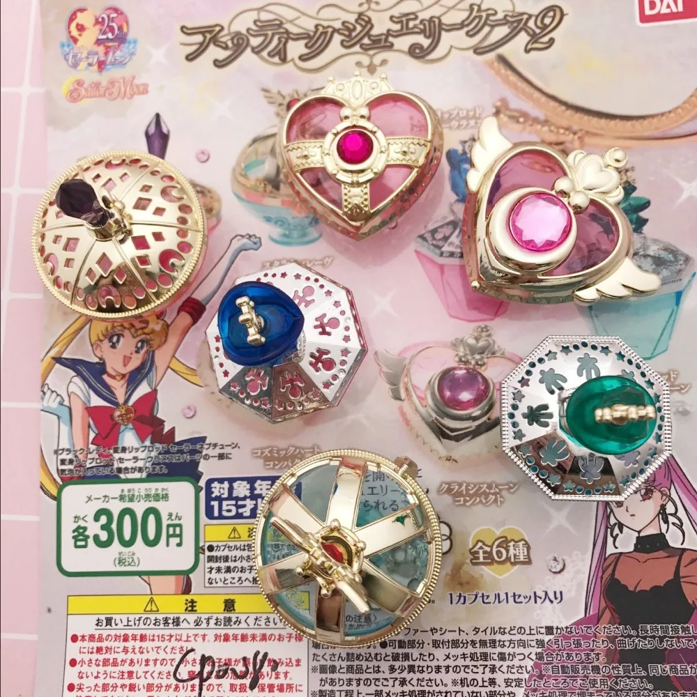 6 шт./компл. Сейлор Мун gashapon капсула игрушка набор ювелирных изделий чехол конфеты игрушки