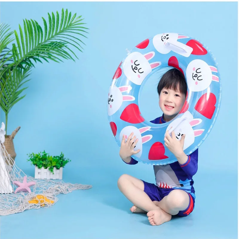 Kids Cartoon Swimming Ring With Handle Brown Bear Kenai Rabbit Float Children Inflatable Pool Toys Child Gift Summer Fun |