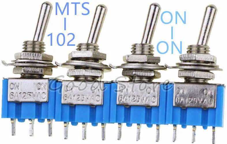 

MTS-102 Небесно-Голубой Мини SPDT 3Pin 6A 125VAC, 2-позиционные тумблеры, 3,3*1,3*0,8 см SPDT 6A 125 В AC/3A 250 В AC DL, 10 шт.
