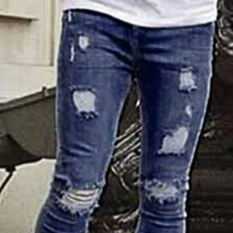 Джинсы Для мужчин одежда 2018 европейских и американских Distressed Denim брюки Узкие