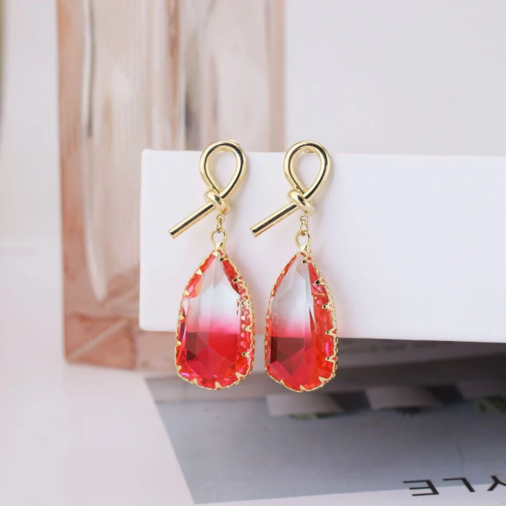 HIBRIDE New Fashion Summer Style AAA+ Cubic Zirconia Long Big Bridal Dangle Drop Earring for Wedding Jewelry Bijoux Femme E-523 | Украшения