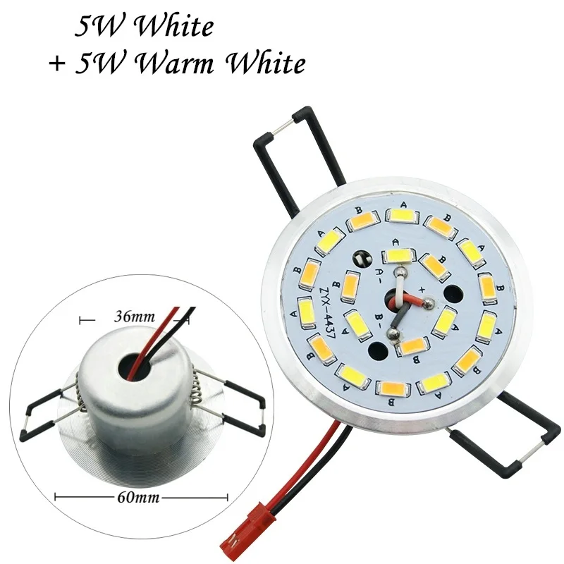 5W white and warm 220 В 110 В светодиодный светильник, встроенный светильник, алюминиевый корпус, 3 Вт, 5 Вт, точечный светильник, Круглый 5730SMD встраиваемый светильник, кукурузная лампа - Испускаемый цвет: 5W white and warm