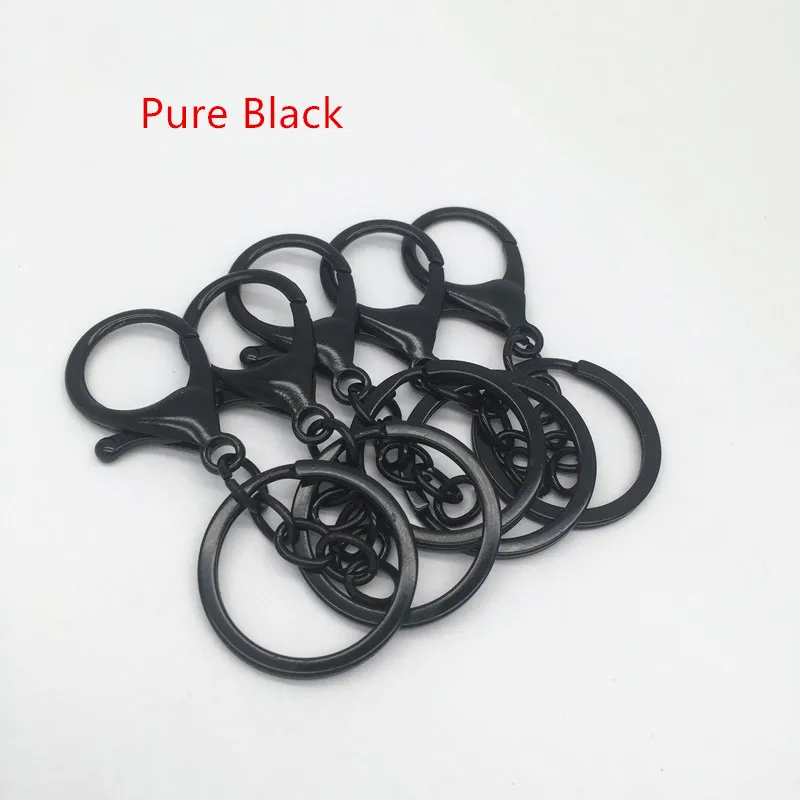 5Pcs Pure Black 5 шт./лот металлические поворотные крючки карабины застежки, золото/родий раздельный брелок кольца часть с цепочкой для шнурков поставки HK101 - Цвет: 5Pcs Pure Black