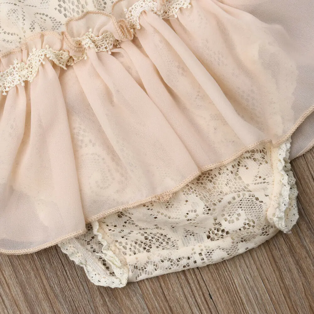 

3-24M Newborn Baby Girls Rompers Princess Lace Ruffles Jumpsuit Playsuit Backless Summer Baby Girls Costumes Clothes