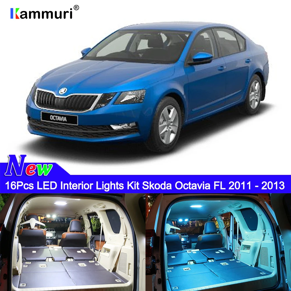 16 шт. Белый светодиодный интерьерный светильник посылка комплект для Skoda Octavia FL 2011 2012 2013 интерьерный светильник