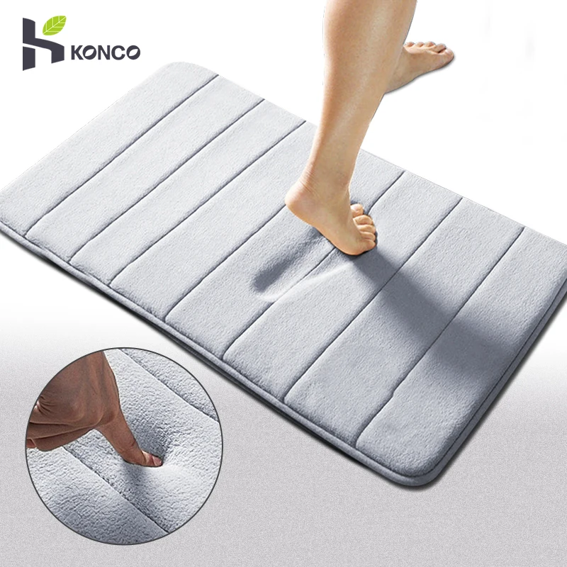 Konco 40*60cm Bath Mat Bathroom Carpet Rug coral fleece Memory Foam Bathroom Mat kitchen Door Floor tapis de bain