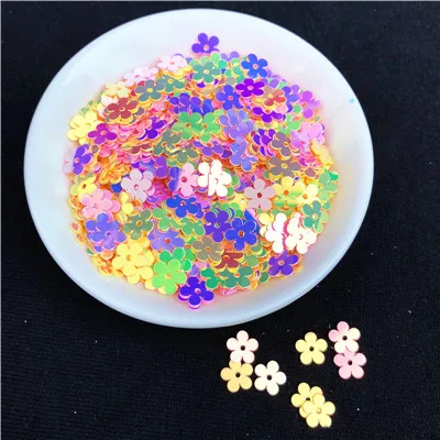 Mix Yellow Pink 1000 шт./лот, Размер 7 мм, с пятью пальцами, с цветами, рассыпчатыми пайетками, плоская слива, с блестками, для шитья, для женщин, аксессуары для одежды - Цвет: Mix Yellow Pink