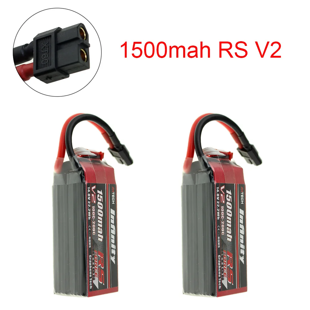 2pcs 1500 RS V2 2/5 шт для графеновой батареи Infinity 4S 14,8 V 1500 мА/ч, 85C графеновой батареи LiPo Батарея Перезаряжаемые XT60 разъем Поддержка 15C повышения Зарядное устройство - Цвет: 2pcs 1500 RS V2