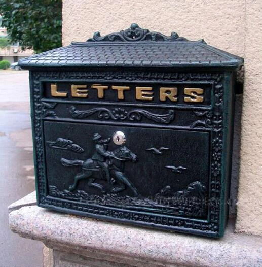 European Bronze cast iron mailbox Rural Cast Iron Mail Box Mailbox Antique Metal Wall Mount Postbox Post Letters Box
