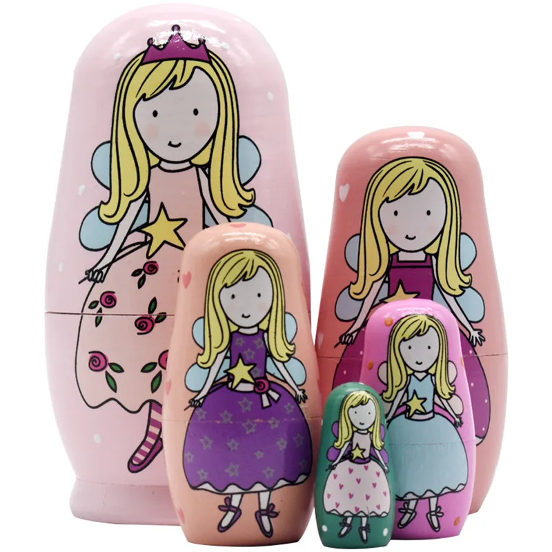 SUKIToy Kids Toys 5pcs Matryoshka Doll Russian Nesting Dolls Princess Gift For Newborn Baby Girl Preschool Toy 7.3X7.3X14CM|matryoshka dolls|nesting