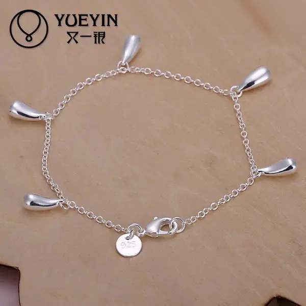 Очаровательные браслеты звенья цепи посеребренный браслет для женщин мужчин