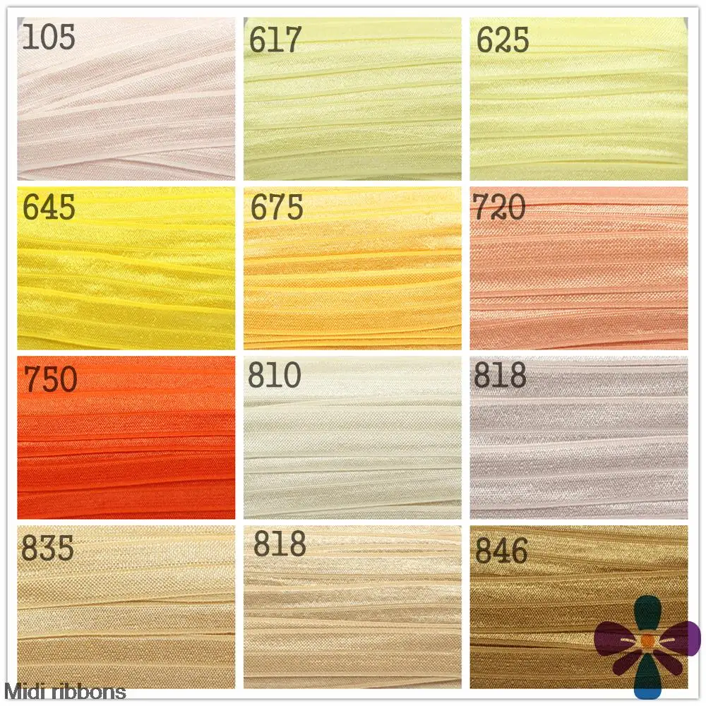 5/8 &quot16 мм одноцветные желтые складные эластичные 50 ярдов/рулон для волос повязка