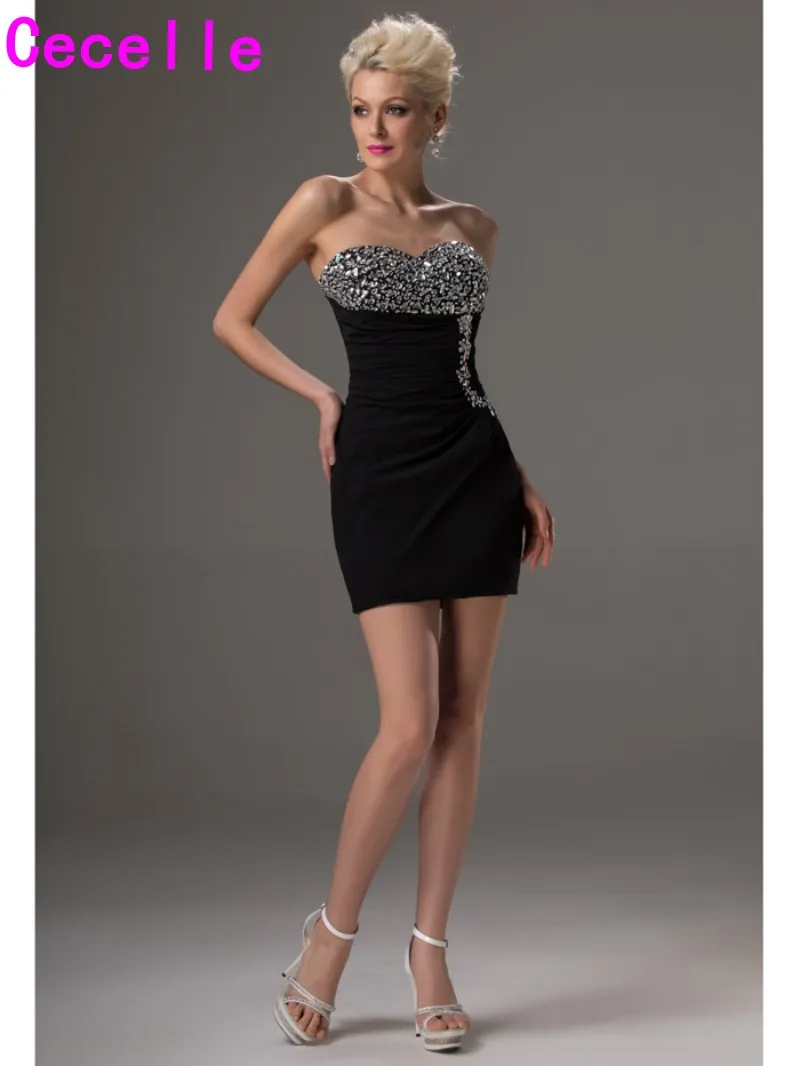 Маленькие черные узкие короткие Коктейльные платья Мини бретелек Пром платье