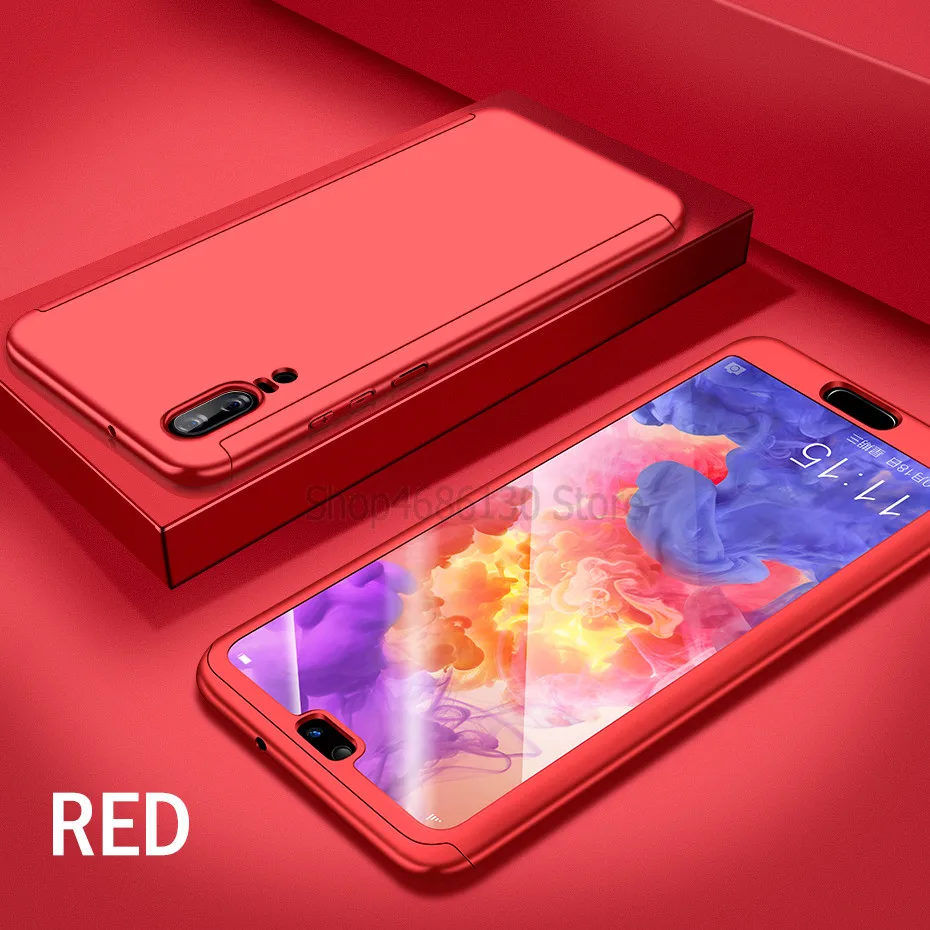 Красный Чехол на 360 градусов для huawei P9 P10 P20 lite mate 10 20 Pro P Samrt чехол s для huawei Honor 9 8 8x10 mate 10 20 Lite чехол - Цвет: Красный