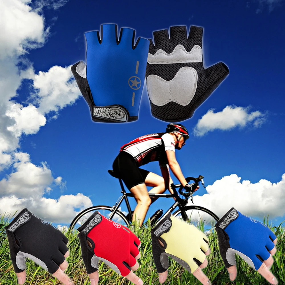 1 Pair Half Finger Gloves Cycling Summer Bike Men Women Sports Shockproof Gel Bicycle Fitness | Дом и сад