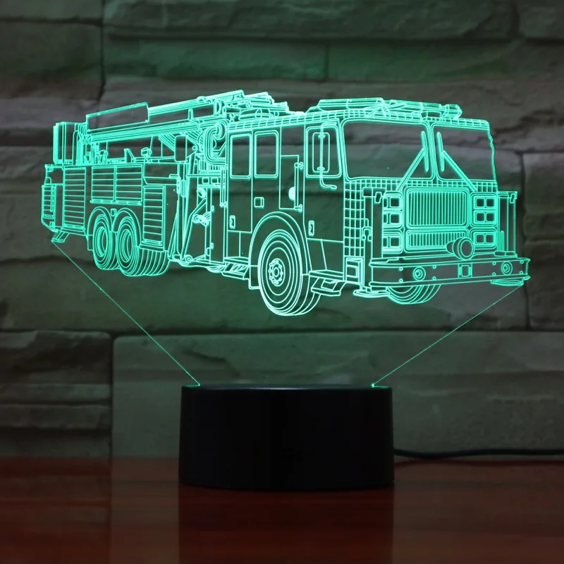 Новинка ночник Luminaria 3D светодиодный светильник пожарная машина настольная лампа