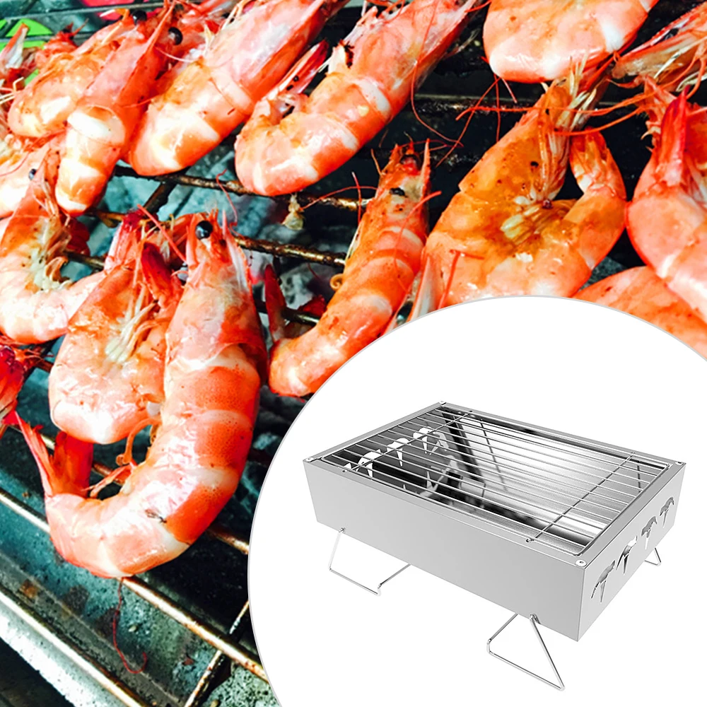 

Foldable BBQ Grills Patio Barbecue Charcoal Grill Stove Stainless Steel Outdoor Camping Picnic Barbecue BBQ Accessories Tools