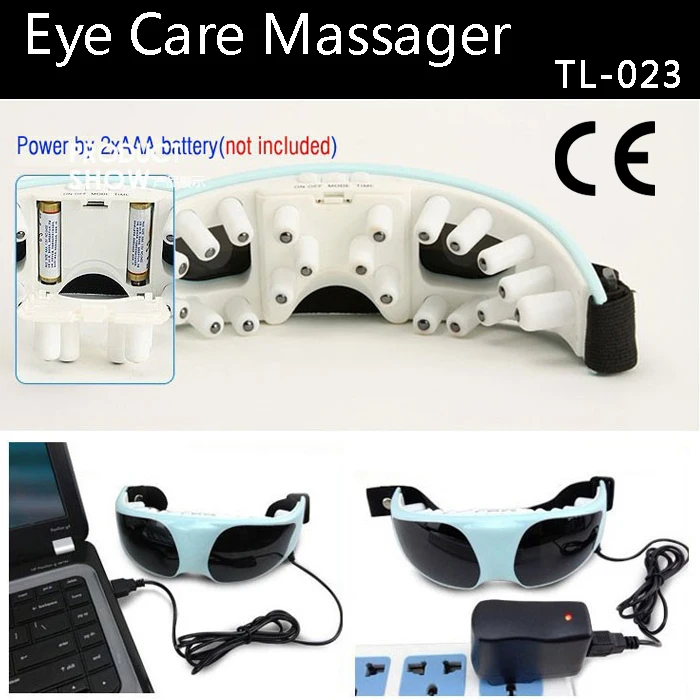 Free Shipping 2015 New Mask 3 Use USB Migraine DC Electric and Battery Care Eye Massager TL 023|massage double|massage facial bedmassage