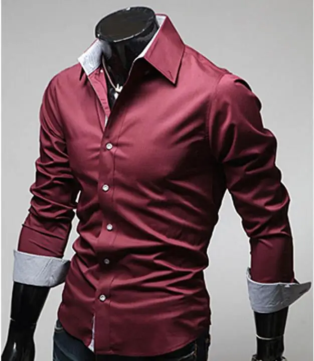 New Fashion Men's Luxury Stylish Casual Dress Shirts Long Sleeve Slim Fit Shirt Men shirt Spring | Мужская одежда
