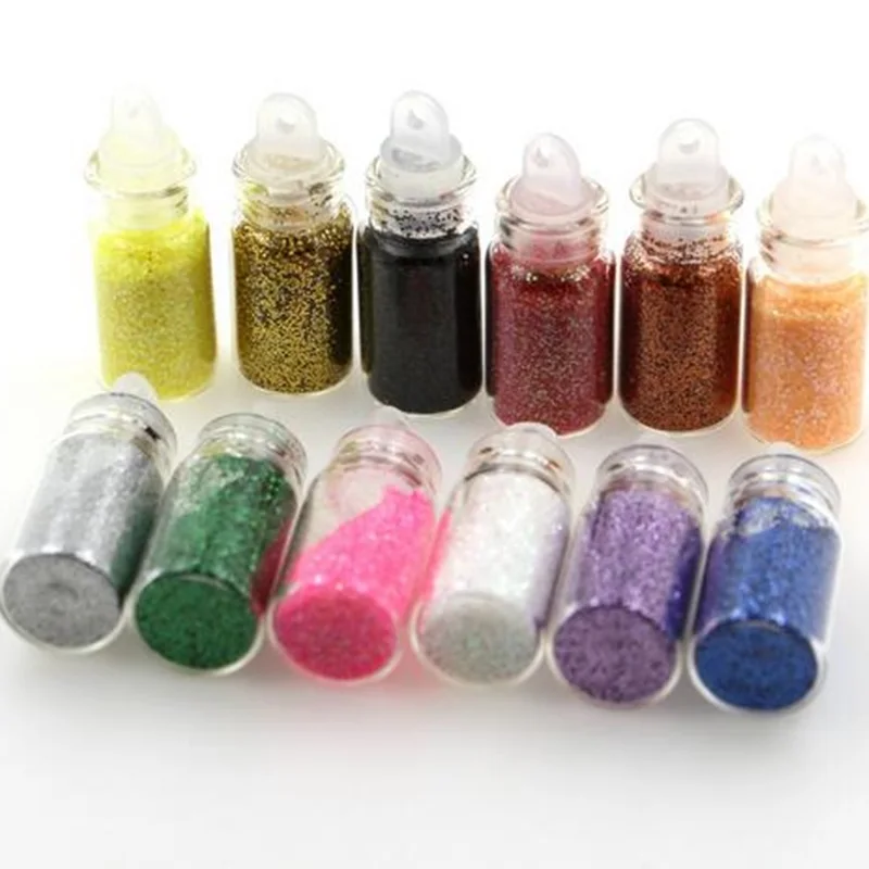 12 шт./компл. дизайн ногтей Мини бутылки пыли Маникюр с блестками Decoral Советы