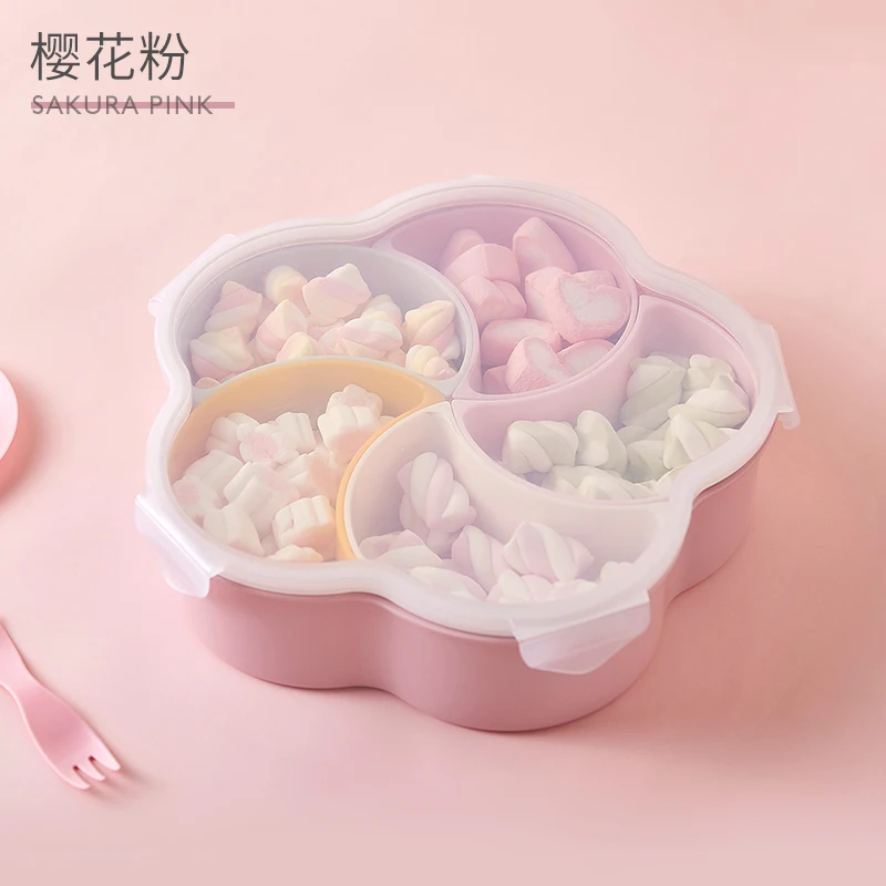 A PINK Скандинавский дом гостиная коробка для орехов креативный пластиковый отсек с крышкой запечатанный для сухофруктов и конфет коробка ZP01261151 - Цвет: A PINK