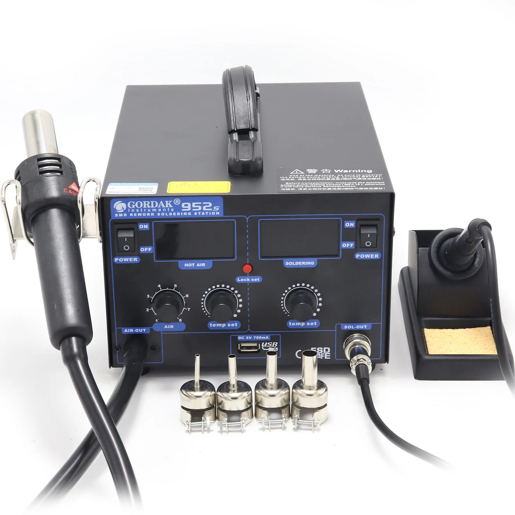 Package 1 GORDAK 952S Интеллектуальная паяльная станция с постоянной температурой и горячим воздухом большой размер светодиодный двойной дисплей high powe - Цвет: Package 1