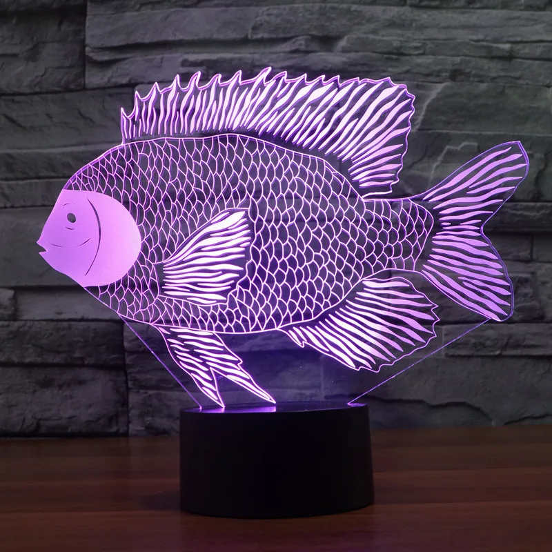Новая бумажная форма рыбы Usb 3D свет красочный сенсорный зарядный Подарочный