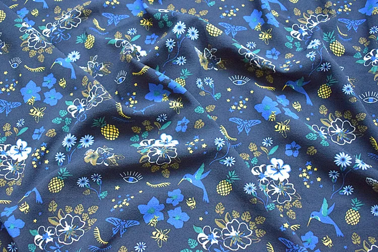 2018 floral print fashion chiffon fabric soft comfortable clothing tissue for women summer dress skirt patchwork sewing by meter | Дом и сад