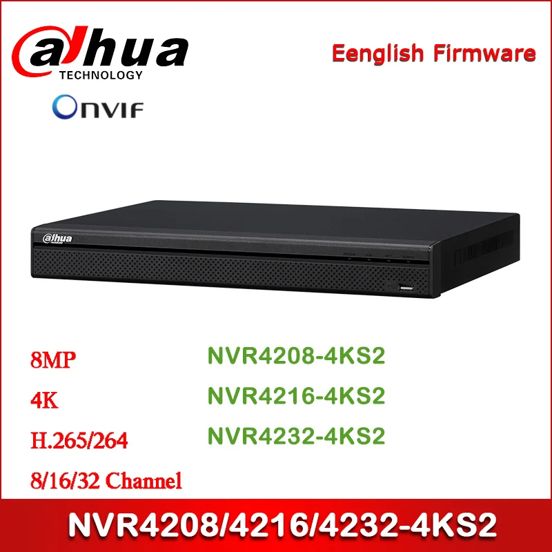 Видеомагнитофон Dahua NVR4208 4KS2 NVR4216 8/16/32 Channel 1U 4K и H.265 Lite|Видеорегистратор для