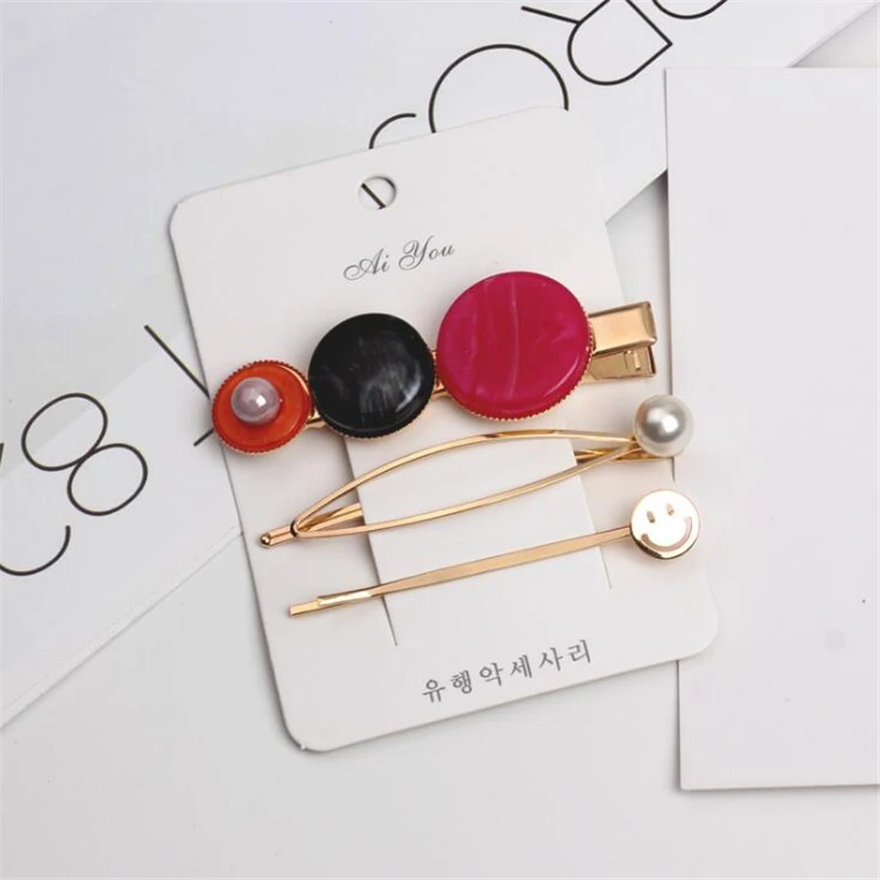 

3 pcs/set Pearl Acrylic Fashion Luxury Hair Clips Headwear For Female Girls Rhinestone Barrettes Headband Hair Accessories