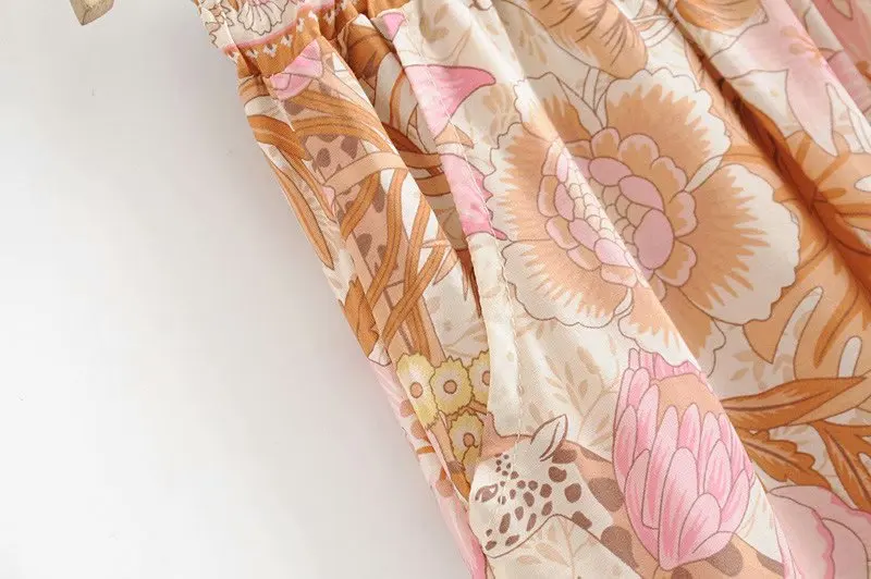 Богемный Вдохновленный кремовый цветочный принт шорты с эластичной талией с кисточками богемные летние шорты женские повседневные шикарные шорты
