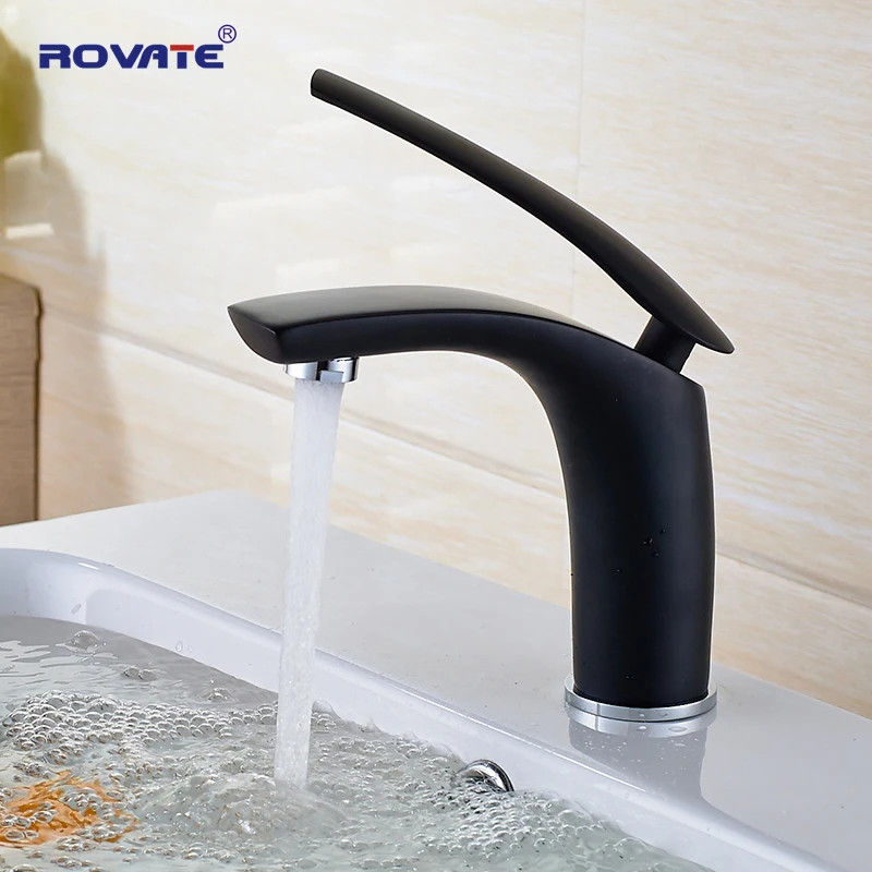 Фото Смеситель ROVATE для ванной комнаты смеситель раковины с черной отделкой|Смесители