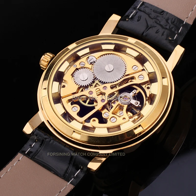 Часы наручные Winner Мужские механические роскошные модные золотистые аналоговые