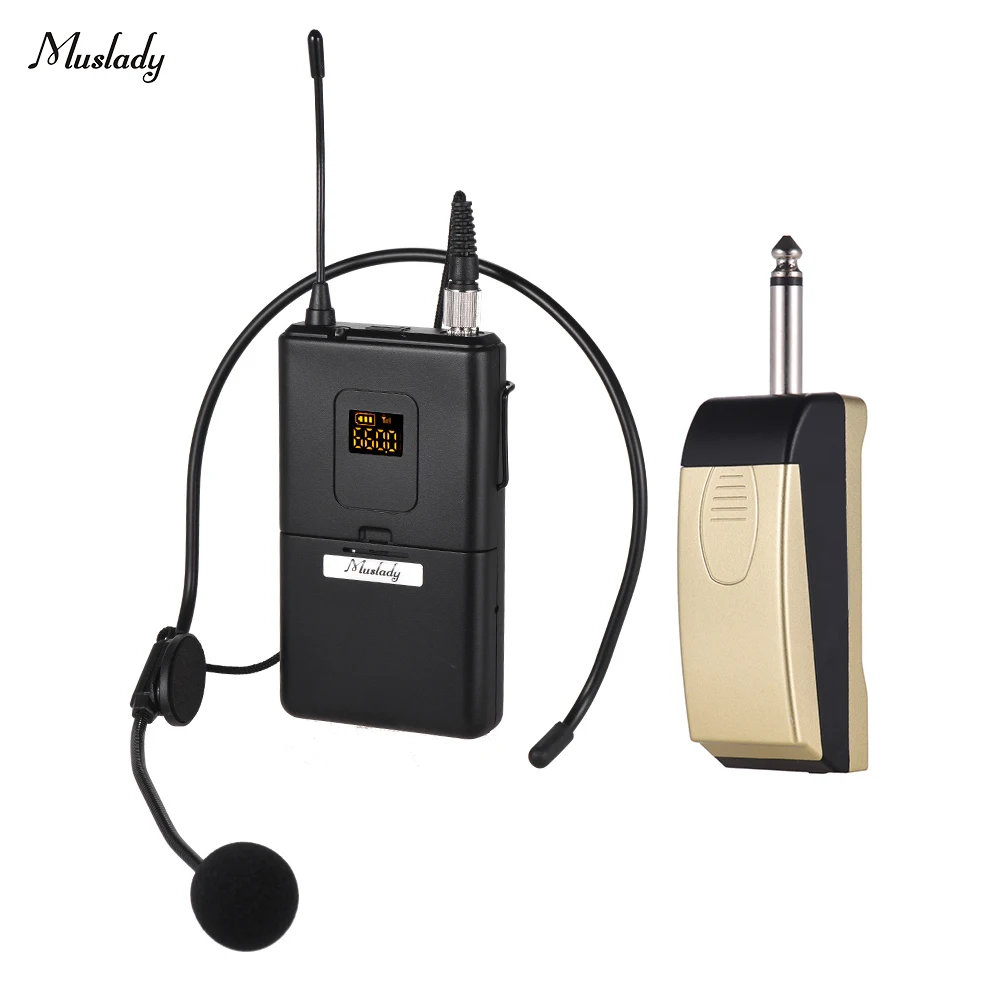 

Muslady UHF Wireless Microphone Mic System with Receiver Transmitter Clip-on Lapel Lavalier Microphone for Meeting
