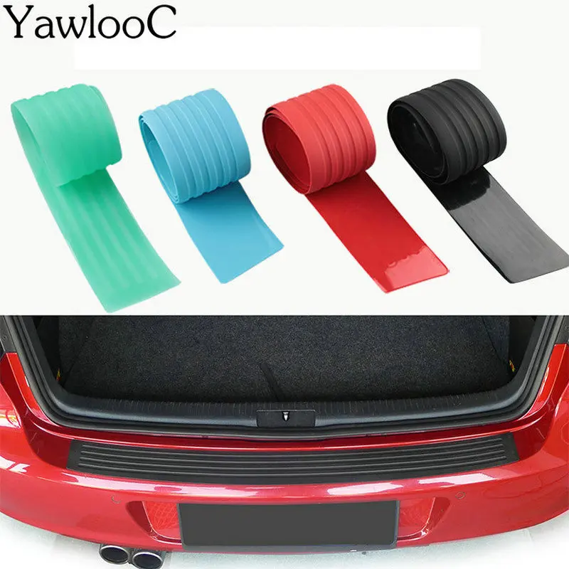 1PC Rubber Car Door Sill Bumper Protector Trunk Guard Plate Sticker Rear Bumper Protection Trim Cover Strip Scratch Plate