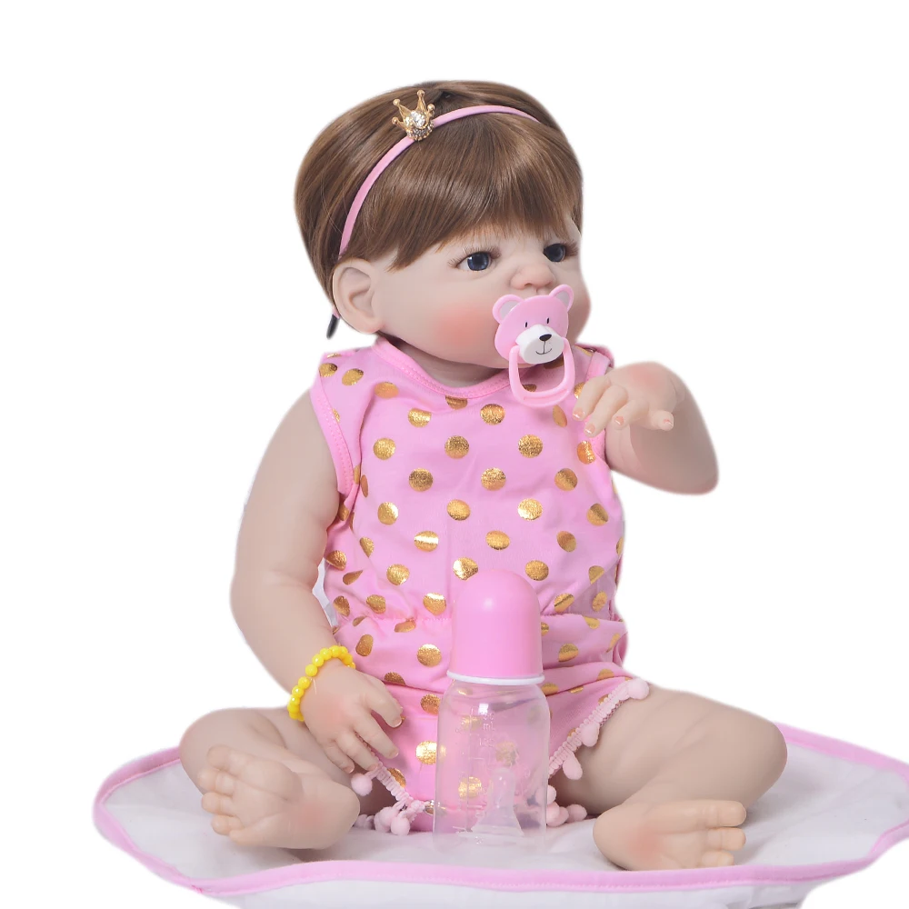 Bebe куклы reborn полный силиконовый винил тело девочка кукла 23 &quot57 см Новорожденный
