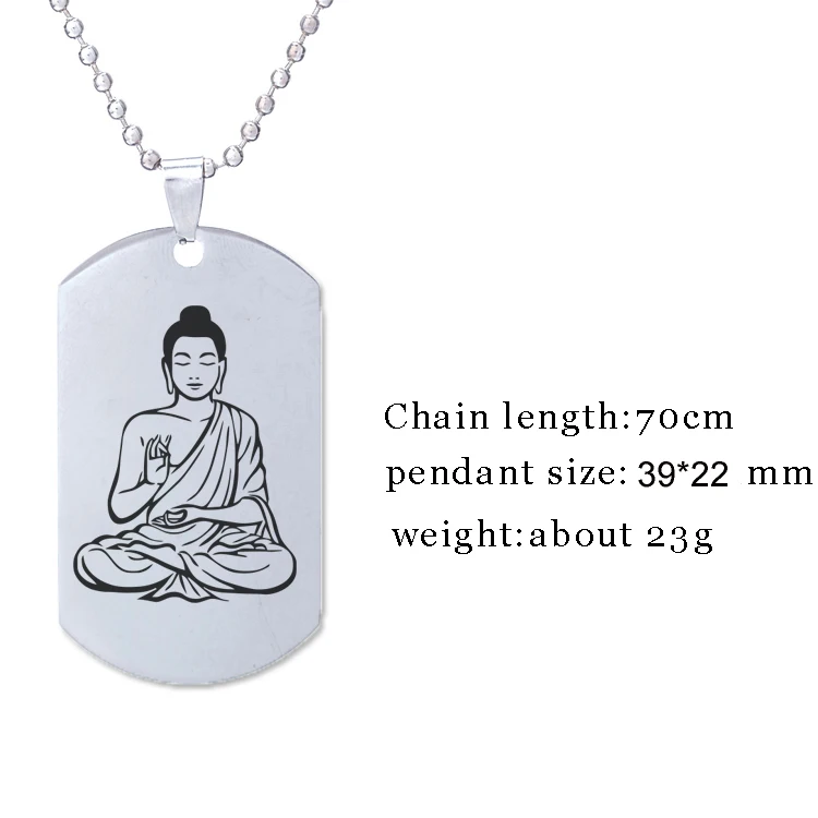 indian jewelry Sakyamuni charm pendant necklace Buddhism Hinduism dog tag stainless steel lucky collares for women/mens | Украшения и