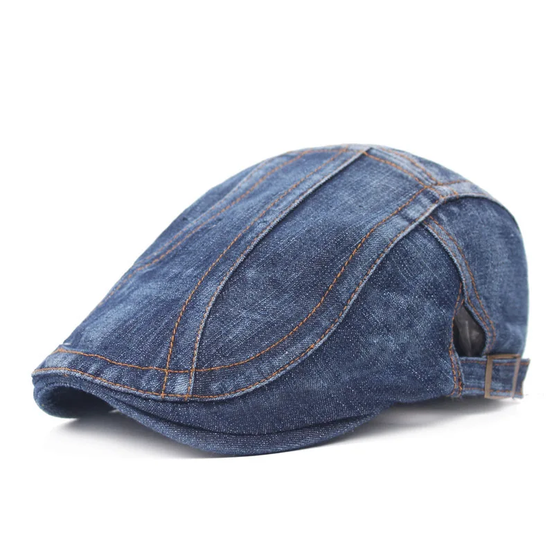 Cool Denim Unisex Berets Summer Men Beret Fashion Casual Short Brim Cap Hat Denim Women Stroll Beret Adjustable Cheap 10pcs/lots