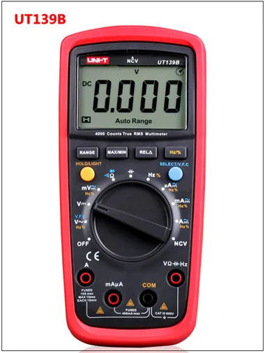 UNI-T UT139C Цифровой Авто Диапазон мультиметр True RMS AC/DC Вольтметр Амперметр C/F Температура тестер мультиметр