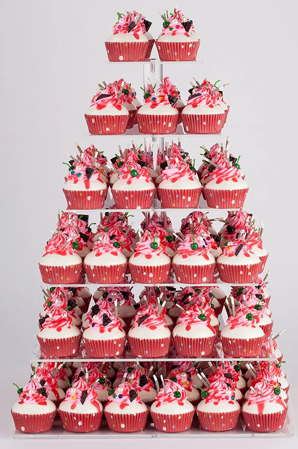 

Exquisite Square clear 7 tier acrylic cake stand/cupcake display wedding decoration Platter for Wedding
