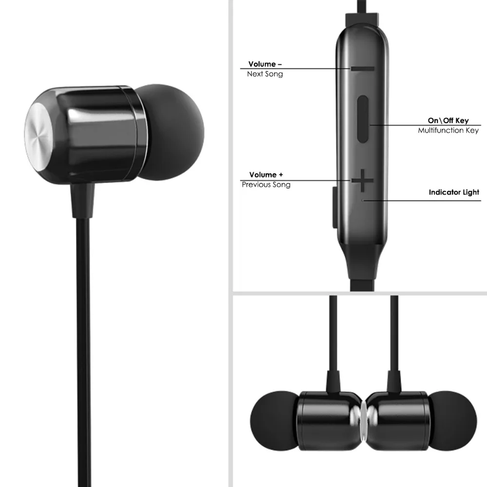 SOONHUA Магнитная Беспроводной Bluetooth наушники супер бас спортивные устойчивое